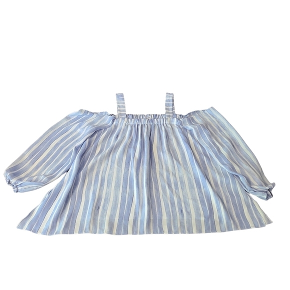 Vince  Camuto blue white stripes cold shoulder top blouse spaghetti strap - Picture 1 of 11